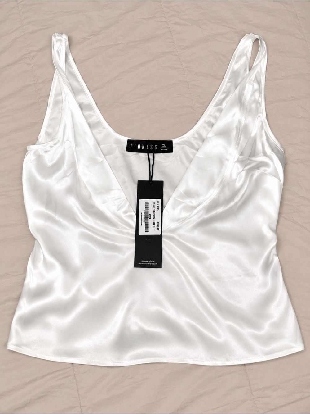 Lioness White Satin Cowl Neck Tank Top | Women’s XL | NWT